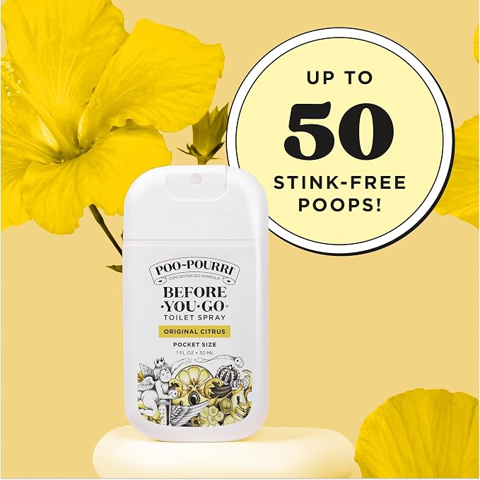 Poo-Pourri Before-You-Go Pocket Toilet Spray, Travel Essentials, Original Citrus, 1 Fl Oz, Up to 50 Uses, On-The-Go Bathroom Odor Deodorizer with Essential Oils, TSA Approved Size, Lemon Bergamot - Image 8