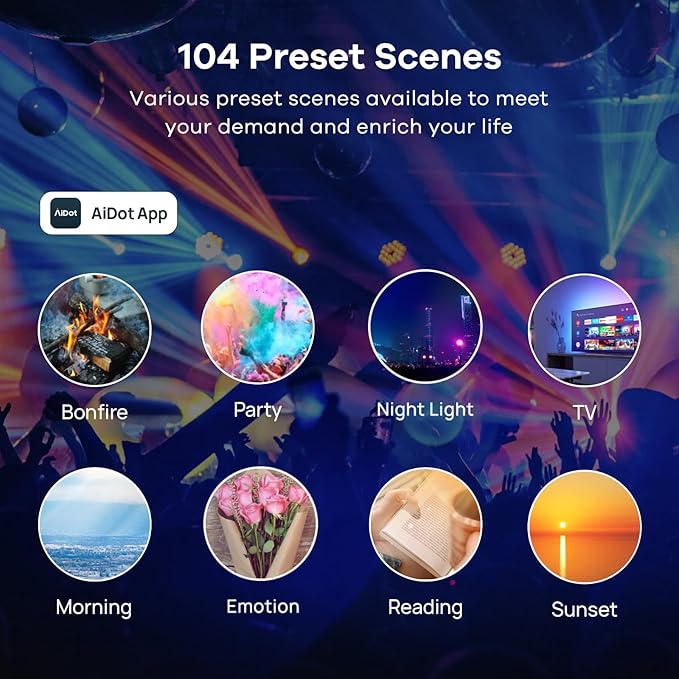 Linkind Smart Light Bulbs, Work with Alexa, Google Home, AiDot | Led Color Changing Light Bulb RGBTW, 2.4G WiFi+Bluetooth, 104 Preset Scene, Music Sync, DIY, Dotis, A19 E26, 60W 800LM, 8Pack - Image 6