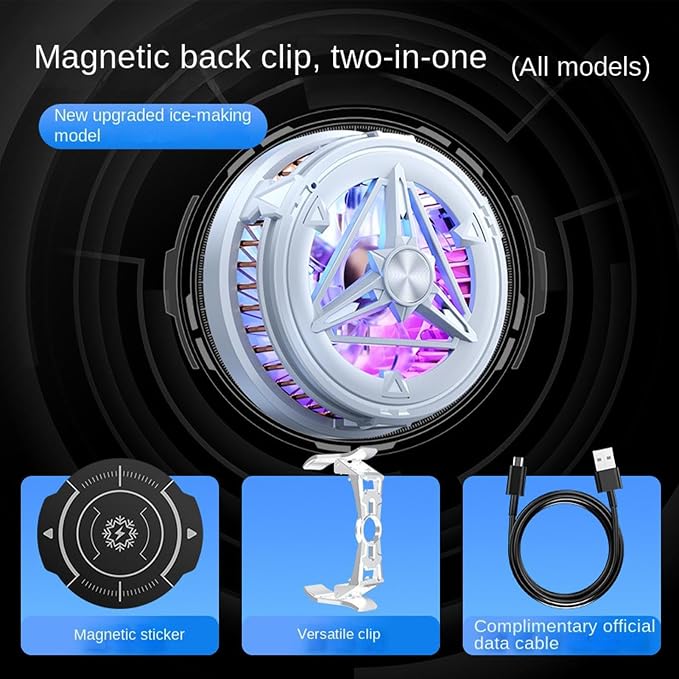Phone Cooling Fan Plug-in – Portable Semiconductor Magnetic Cooler, Temperature Display&Light Laptops Tablet, Home Vlogging Outdoor Live Streaming | Laptops Tablet Home Vlogging Outdoor Live Stre - Image 6
