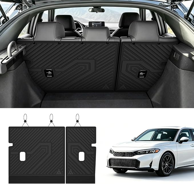 LASFIT All Weather Floor Mats for Honda Civic 2022-2026 - Back Protector | 3D Laser Custom Fit For 22-26 Civic (Only Fit Hatchback) | Flexible Non-Curl Recyclable TPE | Anti-Slip & Easy Wash - Image 9