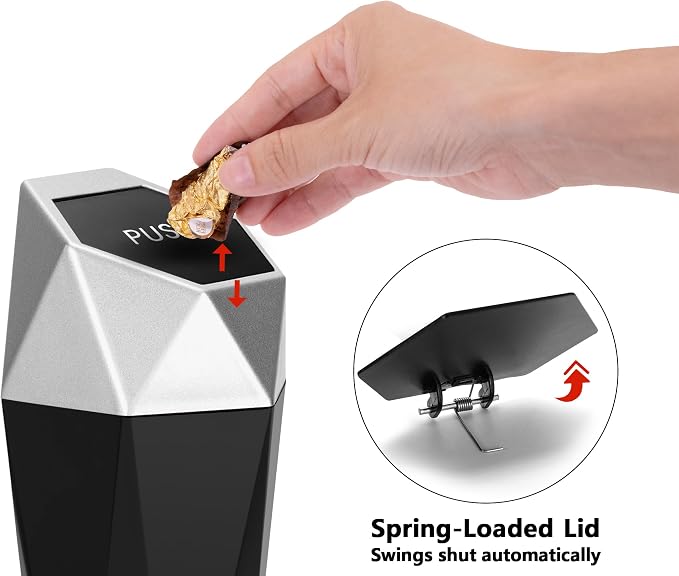 Ginsco Car Trash Can Cup Holder, 2 Pack Mini Car Trash Can with Lid, Car Accessories for Interior, Leakproof Small Trash Cup for Car, Home with Additional 2 ABS Hooks and 90pcs Trash Bags Silver - Image 7