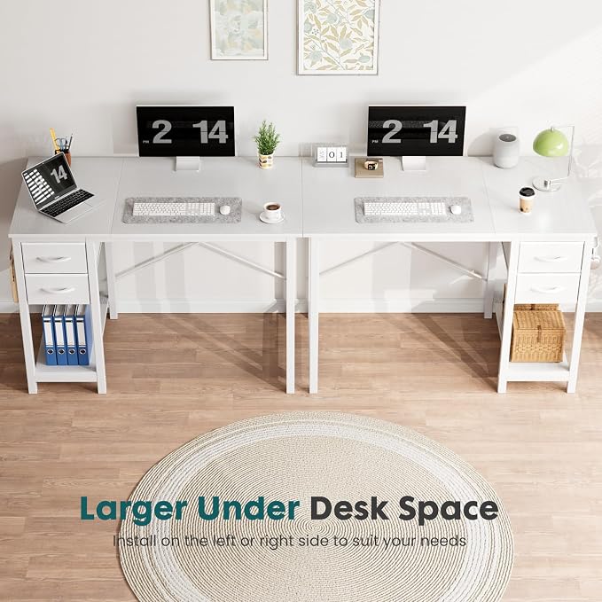 Sweetcrispy 40-Inch Computer Desk with Drawers, Office Desk, White | Small Desk for Bedroom Home Office with Side Hook, Modern Simple desk with storage for Writing - Image 6