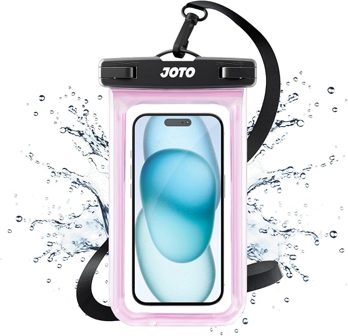 JOTO Up to 7" Universal Waterproof Phone Case for iPhone 17 Air 16 15 14 13 12 11 Plus Pro Max, IPX8 Cellphone Dry Bag XR X SE, Galaxy S23 S22 S21 S20+ S20 S10 Plus Note, Pixel -Clearpink by JOTO