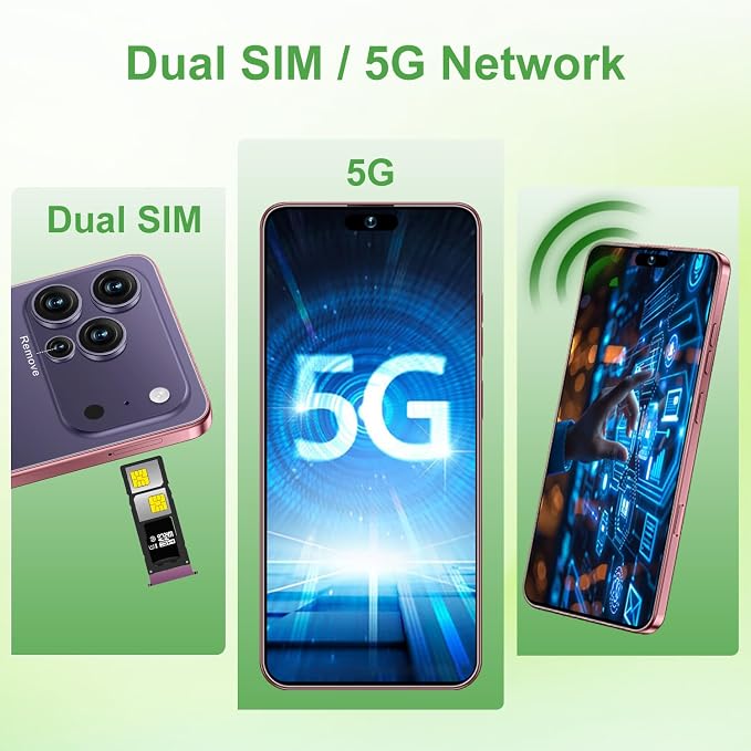 17 PMAX Unlocked Cell Phone,16GB+512GB Smartphone,6.99" HD Screen Android 15 5G Phones,Battery 7000mAh Android The Phone,Fingerprint Button Unlock/GPS/Face ID/Dual SIM/5G (Deep Purple) - Image 3