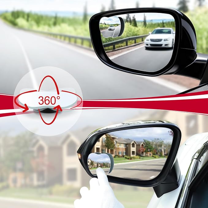 LivTee Blind Spot Mirrors, Apple-Shaped HD Glass Frameless Convex Rear View Mirrors, Wide Angle Adjustable Stick for Side Mirror, Automotive Exterior Accessories for Car, SUV & Trucks, Pack of 2 - Image 5