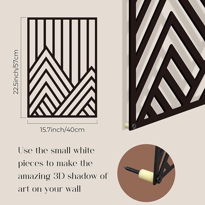 Glamativity 4 Pack Black Abstract Metal Wall Art, Minimalist Décor Single Line Art Wall Décor, 3D Textured Metal Wall Sculptures, for Living Room Bedroom Bathroom Study Room (Mountain Line, L Size 22.5 x 15.7'') - Image 8
