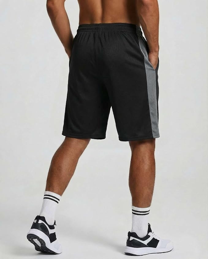 5 Pack Men's Mesh Shorts Athletic Basketball Sports Gym Workout Pockets | Cooling Moisture-Wicking, 9", Long, Quick-Dry, Breathable, Elastic Drawstring Waistband. Running, Exercise, Soccer, Training. - Image 7