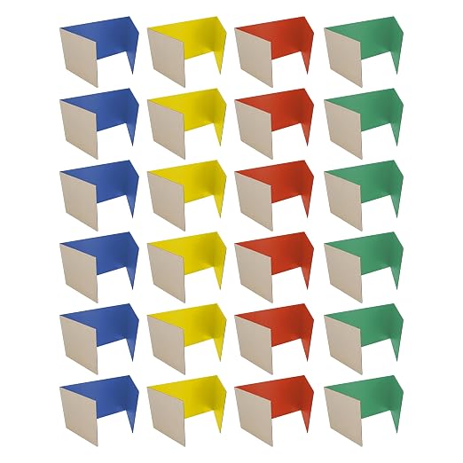 Flipside Products 18” x 48” Assorted Color Study Carrel, Red, Green, Blue, Yellow Privacy Boards, Student Privacy and Focus Booth for The Classroom, Desk Divider Cubby for Tests, Made in USA - 24 Pack by FlipsideProducts