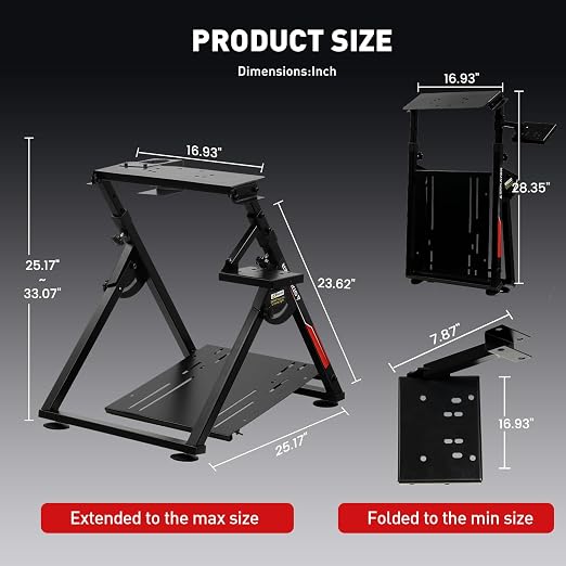 GTPLAYER Sim Racing Wheel Stand Simulator Cockpit Wheel Stand fit for Logitech G25 G27 G29 G920 G923 Thrustmaster T330TS Gaming Stand Wheel Pedals NOT Included, Deep Black With Cup Holder - Image 2