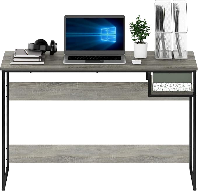 FURINNO Moretti Lifestyle Study Desk, 45 Inches, French Oak Grey - Image 4