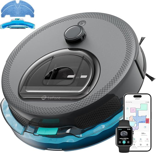 Lefant Robot Vacuum and Mop, Upgraded LiDAR Navigation, 450ml Visible Dustbin, Strong Suction, Multi-Floor Mapping, Self-Charge, WiFi/Alexa/APP, Multi-Surface Cleaning, M330 Pro Grey by Lefant