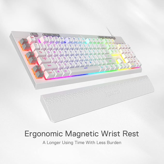 Redragon K512 RGB Membrane Gaming Keyboard, 6 Macro Keys & Easy Media Wheel | Dedicated Scroll Controls, No Software Needed 6 On-the-Fly Combos for Extensive Games, 13 Backlight Modes, Wrist Support - Image 6