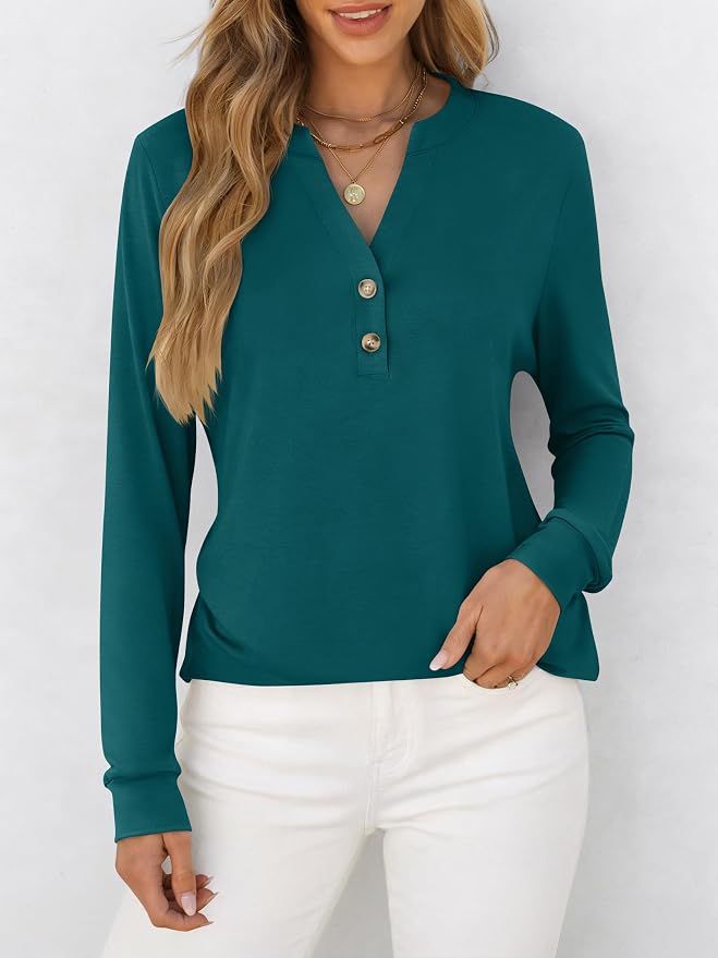 ANRABESS Women's Long Sleeve Shirts 2026 Spring Fashion Dressy Casual Tops Trendy Henley Blouses Cute Work Outfits Clothes - Image 3