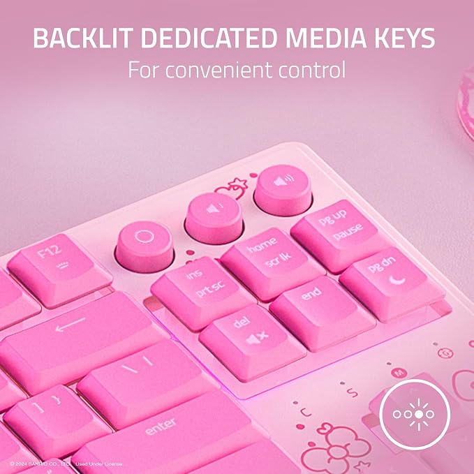 Razer Ornata V3 TKL Gaming Keyboard, Hello Kitty & Friends Edition | Low-Profile Keys, Mecha-Membrane Switches, UV-Coated Keycaps, Backlit Media Keys, 8-Zone RGB Lighting, Magnetic Wrist Wrest - Image 5