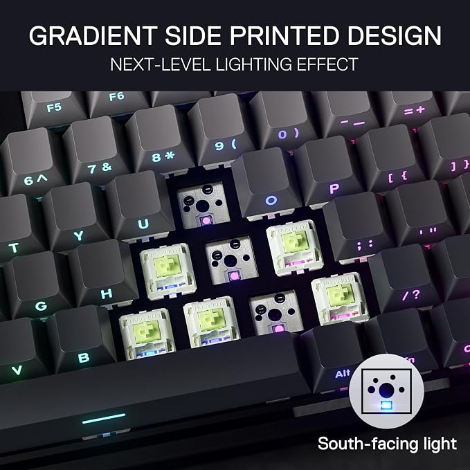 Redragon K673 PRO Wireless 81-Key RGB Gasket Gaming Keyboard, Scroll Knob | Multi-Function Control Wheel, 0-Delay Tri-Mode, Cushioned 5-Layer Noise Dampening for Creamy Thocky Sound, Compact 80% Size - Image 7