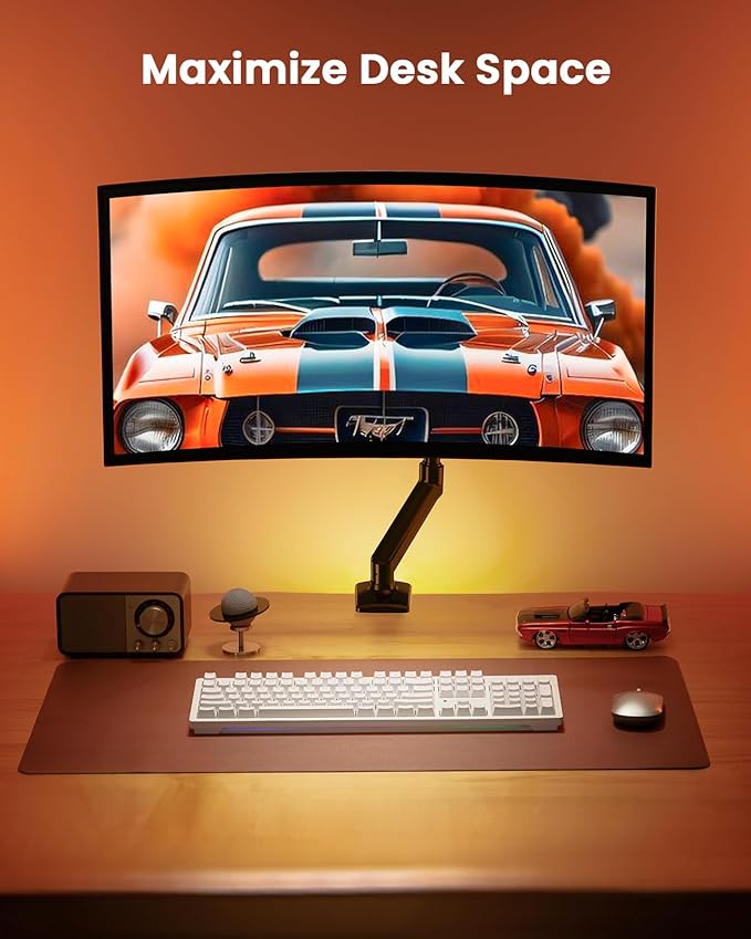 ErGear Single Monitor Arm for 13-36 Inch Screens, 22 lbs Capacity | Full-motion adjustment, C-clamp or grommet mounting, cable clips, 22 lbs support, ultrawide setup, VESA 75x75/100x100mm - Image 6