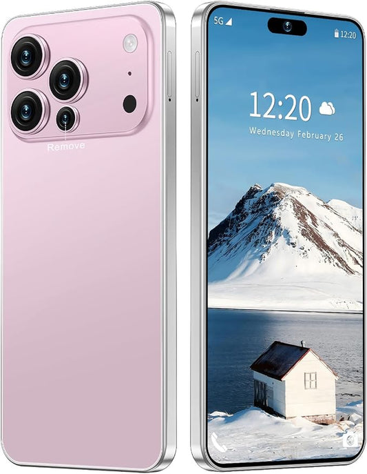 17 PMAX Unlocked Cell Phone,16GB+512GB Smartphone,6.99" HD Screen Android 15 5G Phones,Battery 7000mAh Android The Phone,Fingerprint Button Unlock/GPS/Face ID/Dual SIM/5G (Pink) by Unknown
