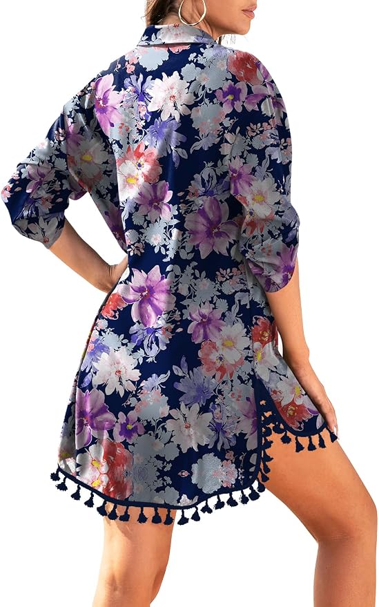 Yincro Women Swimsuit Cover Up Shirt 2026 Tassel Beach Bathing Suit for Swimwear Bikini Dress - Image 2