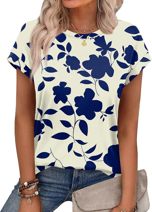 Alaroo Womens Summer Tops Short Sleeve Shirts Crew Neck Tshirt Cute Trendy Tunic Blouses (S-3XL) by Alaroo