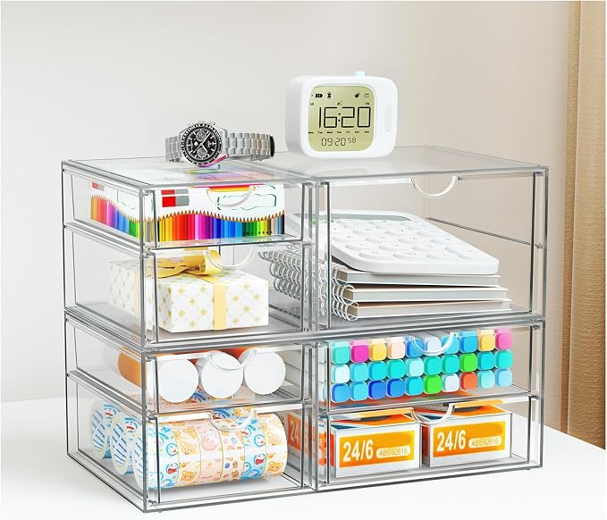 Stackable Storage Drawers, Acrylic Organizers,7 Drawers | Makeup Organizer, Bathroom Organizers and Storage, Plastic Bins for For Vanity, Undersink, Pantry - Image 2