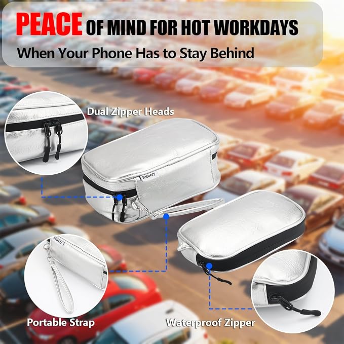 Keep Your Phone Safe from Extreme Heat Car Phone Cooling Bag Includes 2 Reusable Ice Packs Fits All Phones (Silver) - Image 6