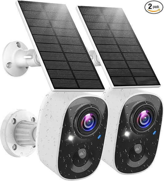 MaxiViz Solar Camera Outdoor Wireless, 2.4G Wi-Fi Security Camera with AI Motion Detection, Cameras for Home Security, 2K Color Night Vision, 2-Way Talk, IP66 Weatherproof, Cloud/SD Storage, 2 Packs by MaxiVizSecurityCamera
