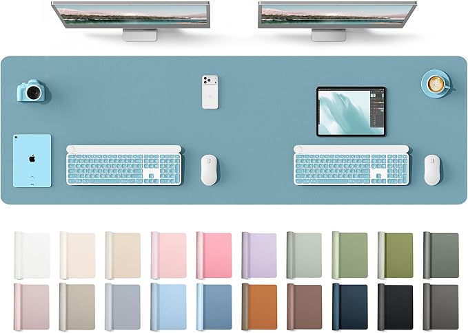 YSAGi Leather Desk Protector, Office Mat, Large Mouse Mat, Non-Slip PU Leather Blotter, Laptop Desk Mat, Waterproof Writing Pad for Office and Home(Aquamarine, 63" x 17.2") by YSAGi