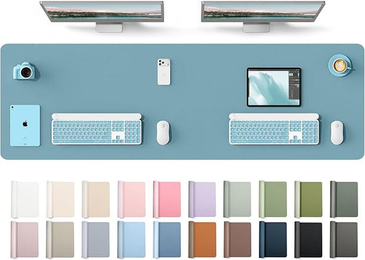 YSAGi Leather Desk Protector, Office Mat, Large Mouse Mat, Non-Slip PU Leather Blotter, Laptop Desk Mat, Waterproof Writing Pad for Office and Home(Aquamarine, 63" x 17.2") by YSAGi