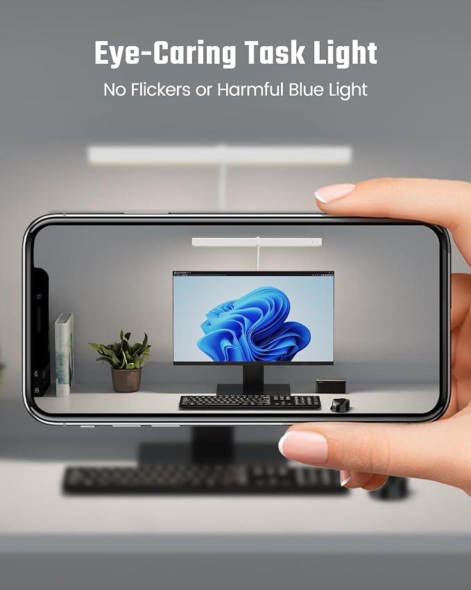 SUPERDANNY LED Desk Lamp for Home Office, Eye-Caring Desk Light with Adjustable Gooseneck, 12W Touch Control Dimmable Brightness, Architect Clamp Lamp with USB Adapter, White - Image 8
