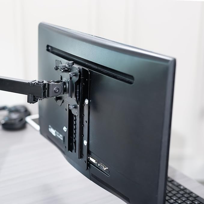 VIVO Height Adjustable VESA Adapter Stand for Individual Monitors up to 27 Inches Black - Image 6