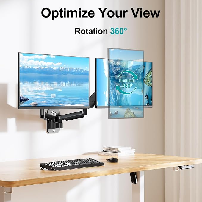 MOUNT PRO Dual Monitor Wall Mount for 13 to 32 Inch Screens, Wall Monitor Arm for 2 Monitors, Each Holds Up to 19.8lbs, Full Motion Wall Monitor Mount with VESA 75x75/100x100, Home Office Setup - Image 7