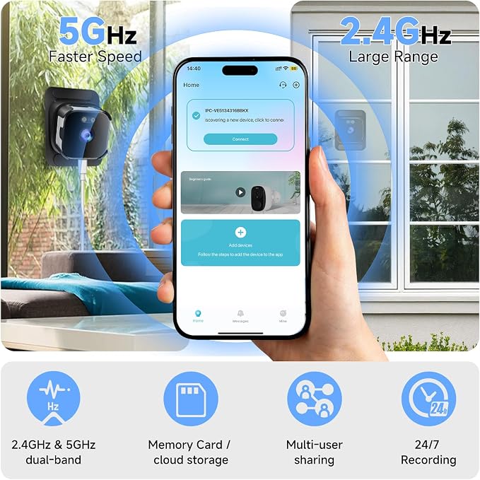 AXB Window Camera for Home Security: 2.4GHz&5GHz WiFi 4K Indoor Camera with Color Night Vision - Smart Motion Detection 24/7 Recording - Easy&Quick Install Includes 2 Multi-Angle Window Mounts - Image 3