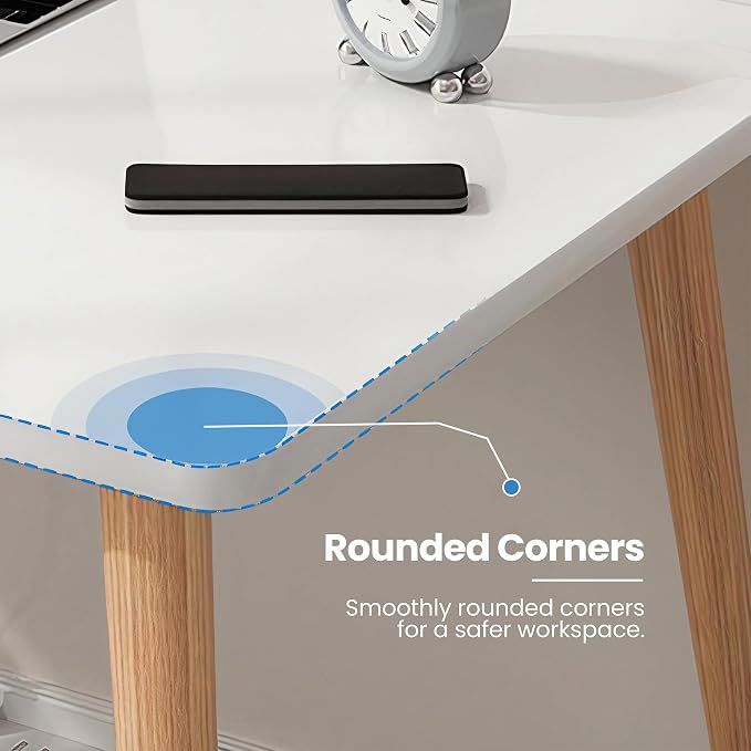 Modern White Wooden Computer Table, 40" L x 20" W x 30" H inches – Durable and Stylish Desk for Home Office, Bedroom, or Study - Image 3