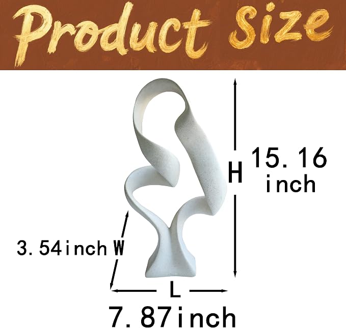 15" Modern Abstract Ribbon Decorative Sculpture, Knot Sculptures,Home Decor,Coffee Table Statues,Dining Living Room Desk Decor（Milky White） - Image 5