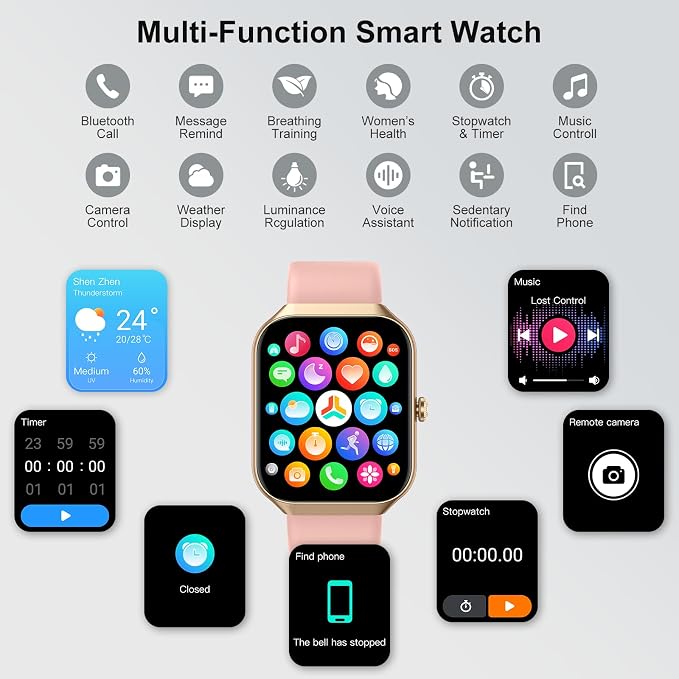 Jugeman Smart Watch for Women, 1.96" HD Smartwatch (Answer/Make Call) with Heart Rate/Sleep Monitor/Pedometer Fitness Watch 113+ Sport Modes, IP68 Waterproof Activity Tracker for Android iOS - Image 6