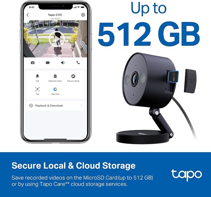 Tapo 2K+ Indoor/Outdoor Wired Security Camera - Person/Pet/Vehicle Detection, Baby Monitoring, Color Night Vision, IP66 Weather Resistant, Subscription-Free Local Storage or Optional Cloud, C121 - Image 5