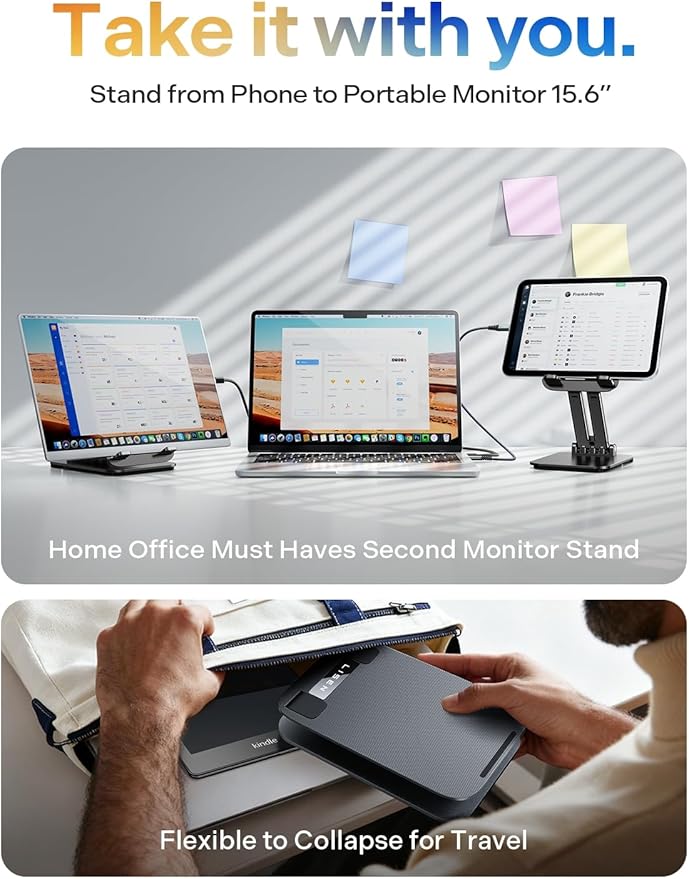 LISEN Tablet Stand, iPad Stand Tablet Holder for Desk, Kindle Accessories Home Office Portable Monitor Stand for Apple iPad mini Air Switch, Adjustable Height Angle, Foldable Design for Gifts - Image 4