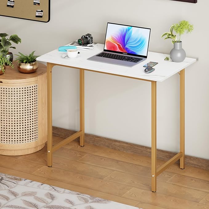 BestOffice Computer Desk,Home Office Desk, Modern Simple Style for Home Office Study Writing (Gold, 32 Inch) - Image 7