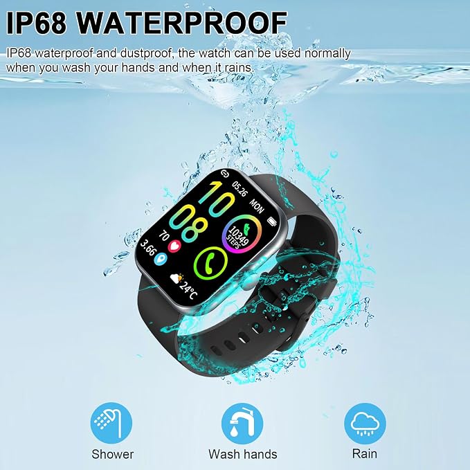 Smart Watch (Answer/Make Calls), 1.96" HD Smartatch for Men Women , 113+ Sport Modes, Fitness Tracker with Heart Rate/Sleep Monitor/Pedometer/Calories, IP68 Waterproof Running Watch for Android iOS - Image 8