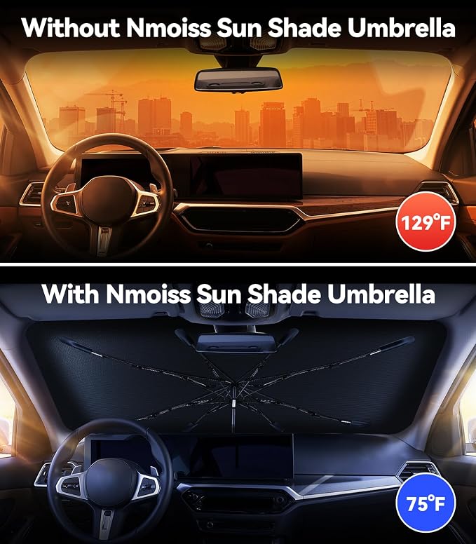 Nmoiss Windshield Sun Shade Umbrella for BMW - [Vinyl Coating Heat Shield] Protect Car from Sun Rays & Heat Damage Keep Cool and Protect Interior CX01-N2-T-BMW - Image 2