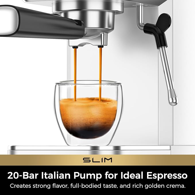 CHULUX Slim Espresso Machine with Milk Frother for Home Cappuccino & Latte | Precise Pressure Gauge, Food-Grade Materials, 20 Bar Italian Pump, Professional Temperature Control System, Stainless Steel - Image 2
