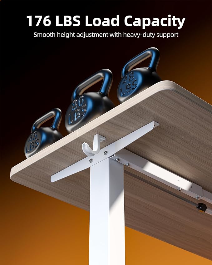 TIQLAB 55 * 24 Inches Electric Standing Desk, Adjustable Height Stand up Desk, Sit Stand Home Office Table with Splice Board, Light Walnut - Image 7