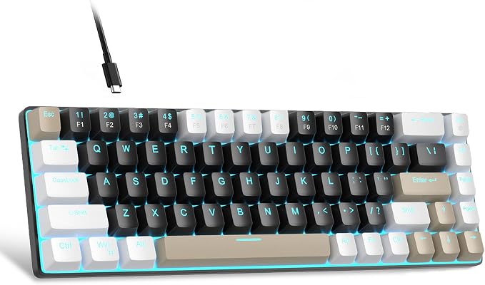 MageGee Portable 60% Mechanical Gaming Keyboard, MK-Box LED Backlit Compact 68 Keys Mini Wired Office Keyboard with Brown Switch for Windows Laptop PC Mac - Black/Coffee Color by MageGee