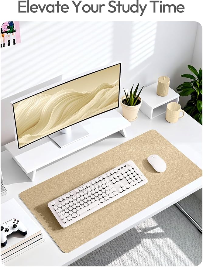 YSAGi Leather Desk Pad Protector, Office Desk Mat, Large Mouse Pad, Non-Slip PU Leather Desk Blotter, Laptop Desk Pad, Waterproof Desk Writing Pad for Office and Home (Gold,47.2" x 23.6") - Image 6