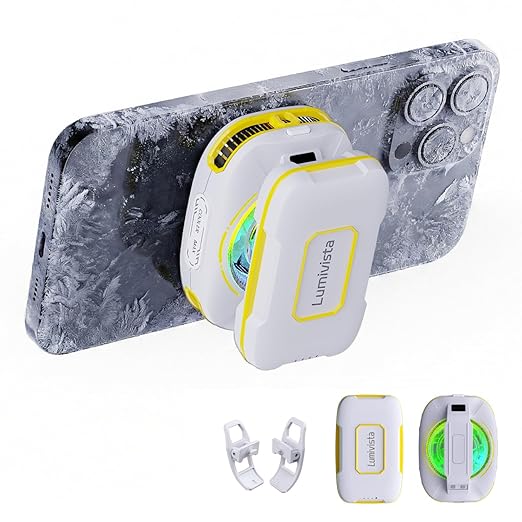 Cell Phone Cooler for Gaming, Magnetic Portable Rechargeable Battery Mobile Phones Radiator, Cellphone Fan Cooler with RGB Lights for iPhone Series, iPad Pro Tablet, Android, TikTok Live by Unknown
