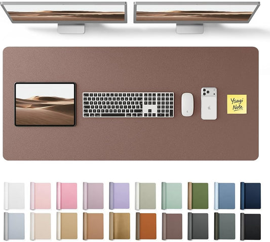 YSAGi Leather Desk Protector, Office Mat, Large Mouse Mat, Non-Slip PU Leather Blotter, Laptop Desk, Waterproof Writing Pad for Office and Home (Chocolate, 47" x 17") by YSAGi