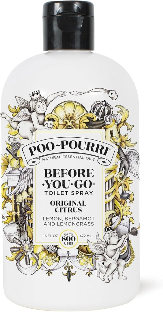 Poo-Pourri Before-You-Go Toilet Spray Refill, Original Citrus, 16 Fl Oz, Up to 800 Uses, Bathroom Odor Deodorizer with Essential Oils for Home or Work, Lemon, Bergamot and Lemongrass Scent by Unknown