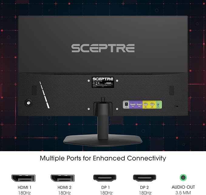New! Sceptre 27-inch Prime Gaming Monitor DisplayPort x2 180Hz HDMI x2 180Hz Build-in Speakers, Machine Black 2027 (E275B-FW180T Series) - Image 7