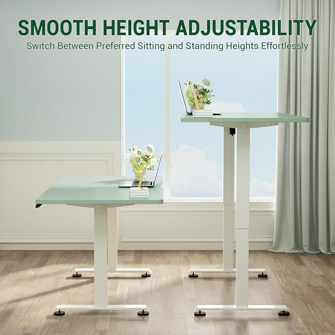 Veken Standing Desk, Green, 55×23.6 Inch | Height Adjustable Sit Stand Up Computer Tables for Home Office, Study , Writing, Suit students, employees and group work - Image 8