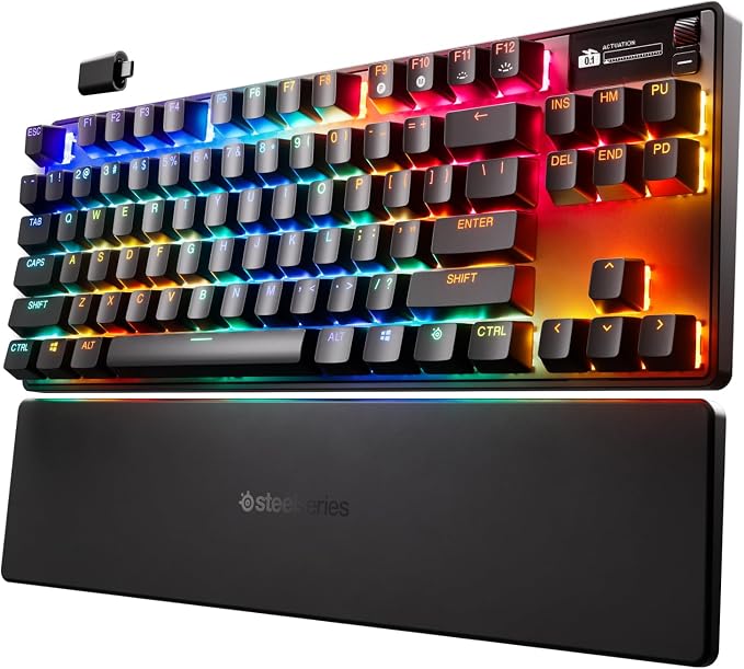 SteelSeries Apex Pro TKL Gen 3 Gaming Keyboard - OmniPoint 3.0 Analog Magnetic Switches, Quickset Auto-Presets (Rapid Trigger, Rapid Tap/SOCD, Protection Mode), OLED, RGB, PBT Keycaps, 2.4G+BT, Black by Unknown
